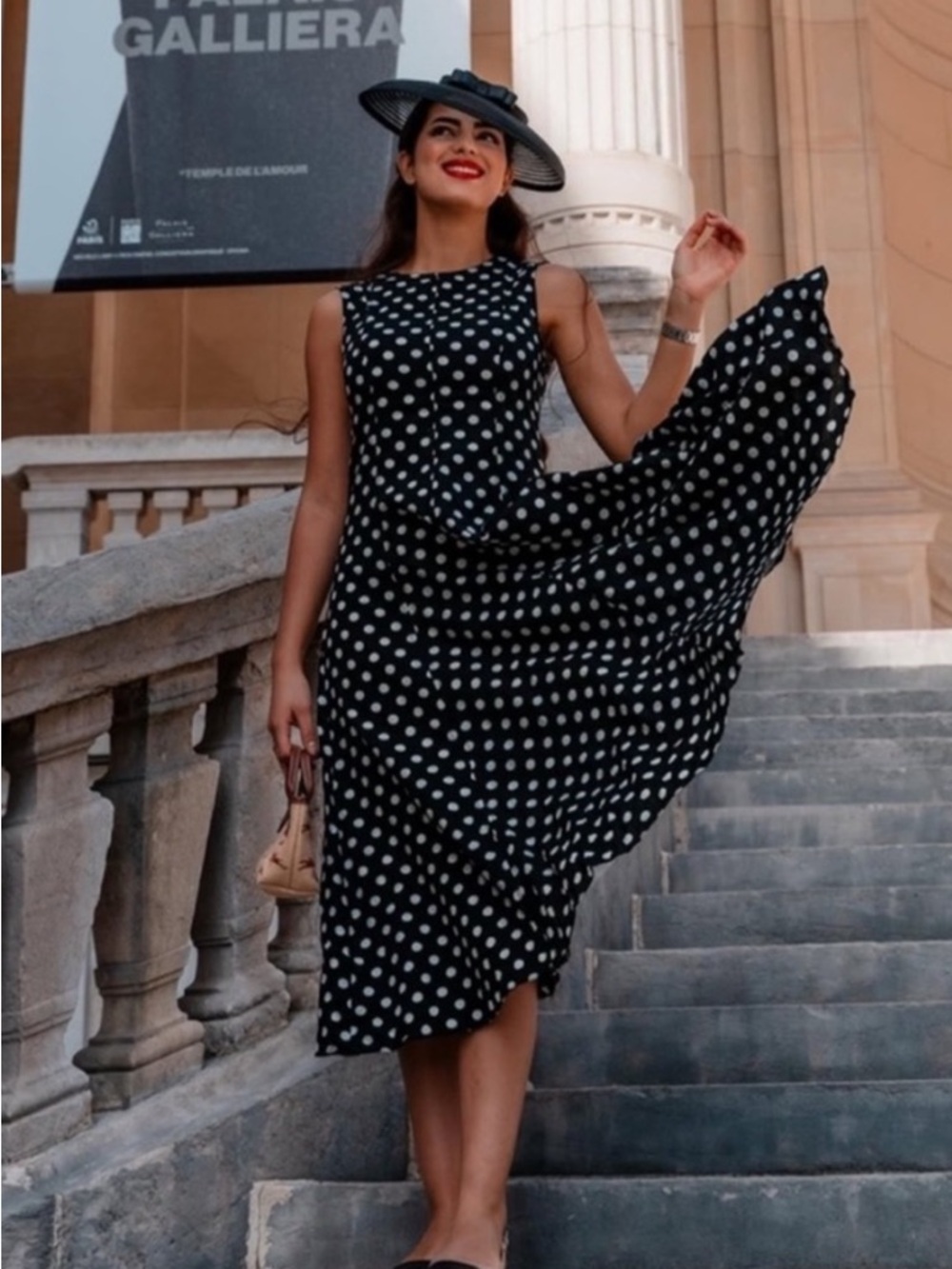 Zara Black with White Polka Dot Maxi Dress - Picture 6 of 7